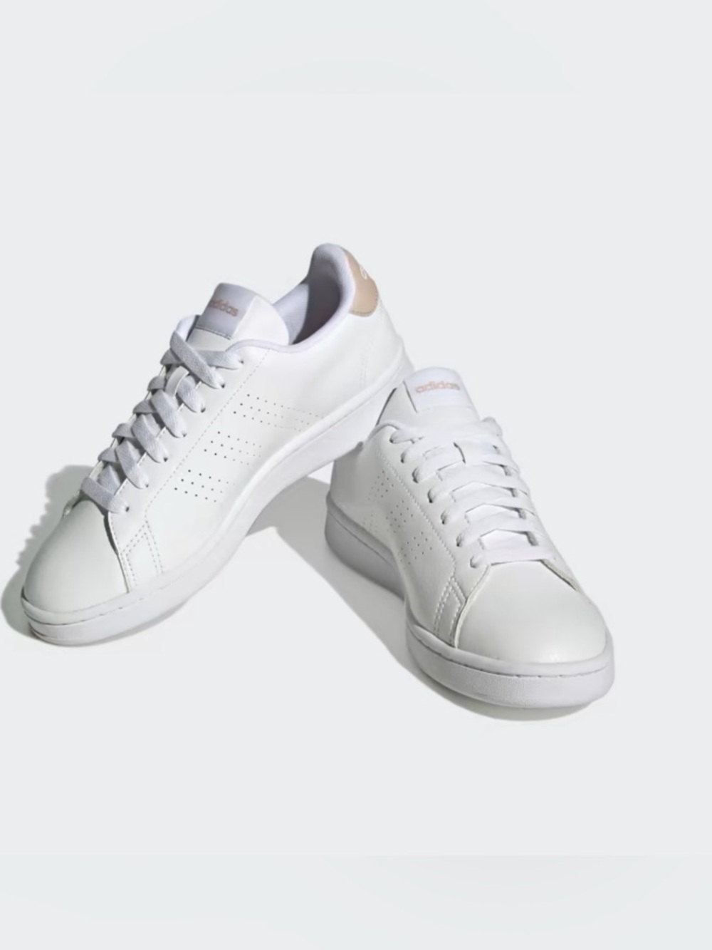 adidas White Leather Sneakers with Light Beige Heel Accent